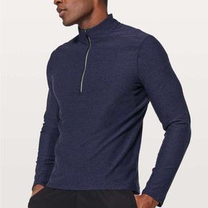 Lululemon Surge Warm 1/2 Half Zip Heathered Hero Blue/Black Pullover